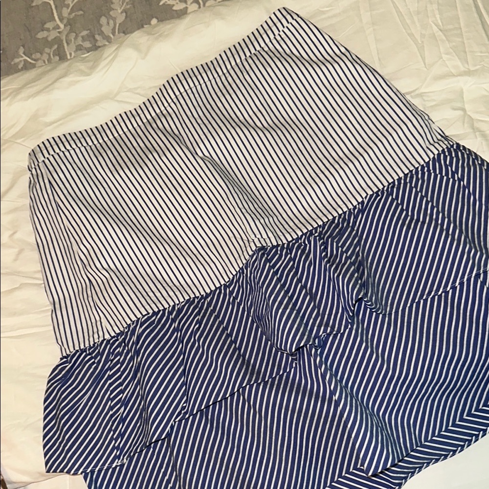 J. Crew Factory Tiered, Striped Bkue and White Skirt SZ 12